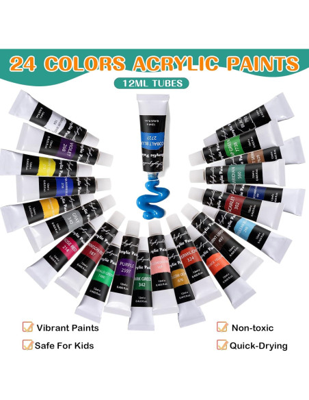 Set de Pintura Acrílica Koseibal 48 Piezas con Caballete