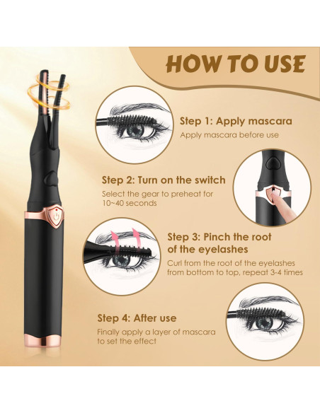 Rizador de Pestañas Eléctrico Rewdut 2-en-1 USB 3 Modos Temperatura