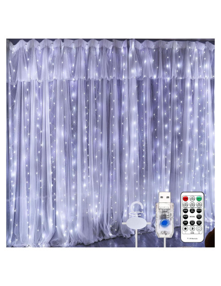 Luces de Cortina 600LED SINAMER 5.97m x 2.99m Blancas