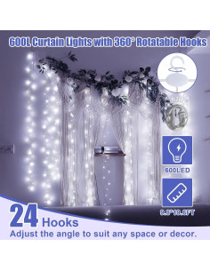 Luces de Cortina 600LED SINAMER 5.97m x 2.99m Blancas 2