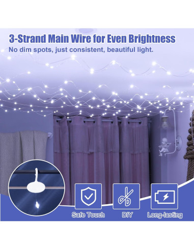 Luces de Cortina 600LED SINAMER 5.97m x 2.99m Blancas