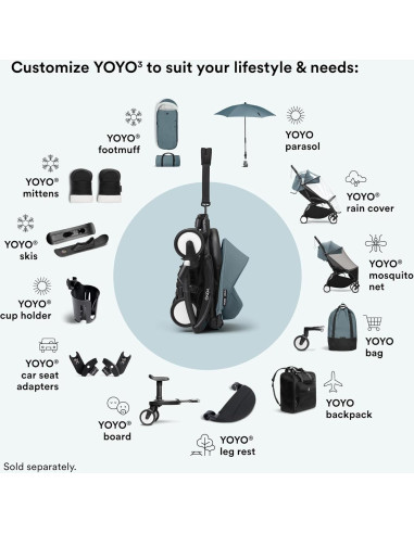 Cochecito Stokke YOYO3 Aqua - Plegable, Ligero y Compacto