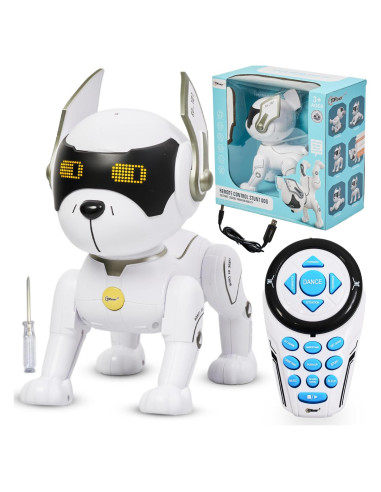 Perro Robot Top Race Blanco - Juguete Interactivo RC