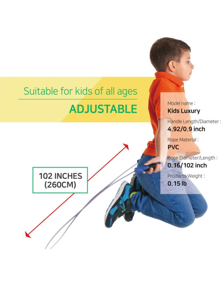 Cuerda de Saltar KSY Kids 2.70m Ajustable PVC Verde/Blanco