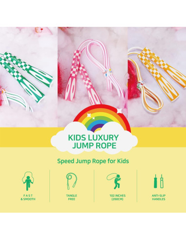 Cuerda de Saltar KSY Kids 2.70m Ajustable PVC Verde/Blanco