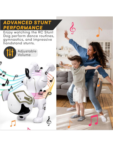 Perro Robot Top Race Blanco - Juguete Interactivo RC