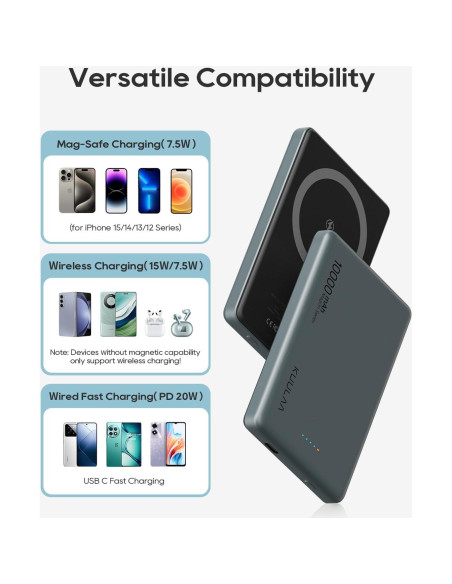 Batería Portátil MagSafe Kuulaa 10000mAh Carga Rápida USB-C