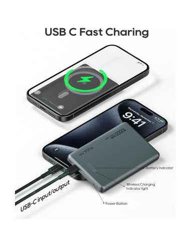 Batería Portátil MagSafe Kuulaa 10000mAh Carga Rápida USB-C