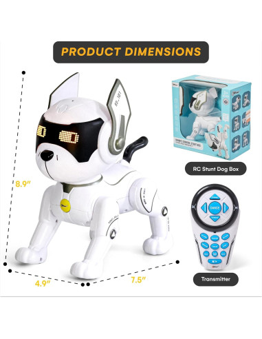 Perro Robot Top Race Blanco - Juguete Interactivo RC
