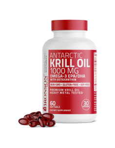 Aceite de Kril Antártico Bronson 1000 mg Omega-3 EPA DHA 60 Cápsulas