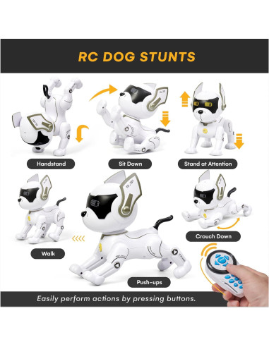 Perro Robot Top Race Blanco - Juguete Interactivo RC