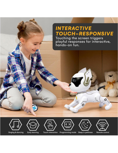 Perro Robot Top Race Blanco - Juguete Interactivo RC Perro Robot Top Race Blanco - Juguete Interactivo RC