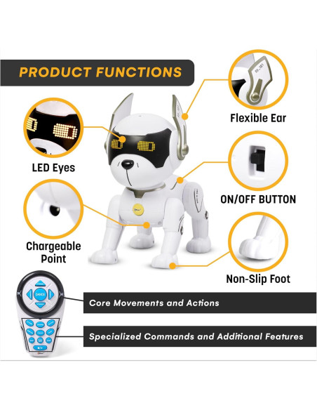 Perro Robot Top Race Blanco - Juguete Interactivo RC Perro Robot Top Race Blanco - Juguete Interactivo RC