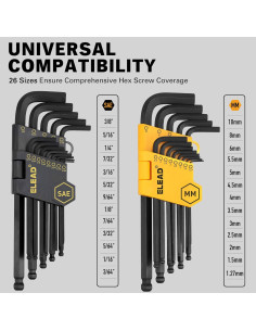 Juego de Llaves Allen ELEAD 27 Piezas Acero Cromo Vanadio 2