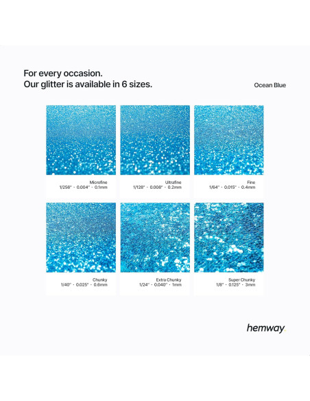 Glitter Fino Hemway 130g Azul Océano para Manualidades y Cosméticos