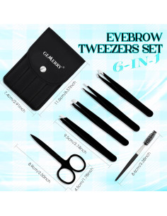 Juego de Pinzas para Cejas GEMERRY 6 Piezas Acero Inoxidable 2