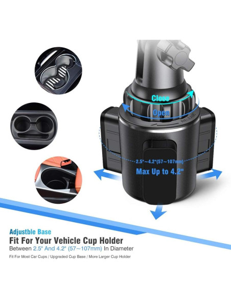 Soporte para Teléfono en Portavasos Miracase Ajustable 4-7"