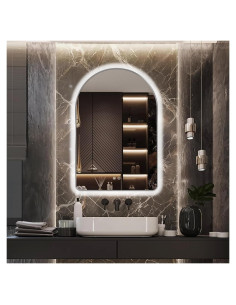 Espejo de Baño LED Arqueado TheiaMo 91.44x60.96cm Plateado
