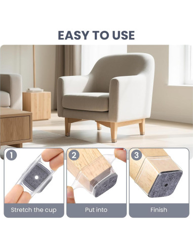 16 Protectores de Suelo para Patas de Sillas GEMOWN - Silicona y Fieltro