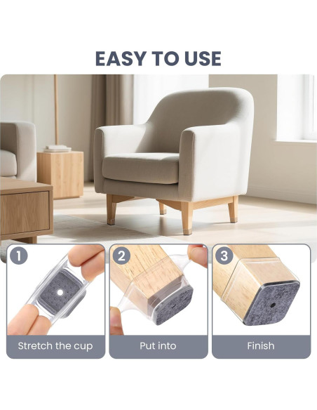 16 Protectores de Suelo para Patas de Sillas GEMOWN - Silicona y Fieltro