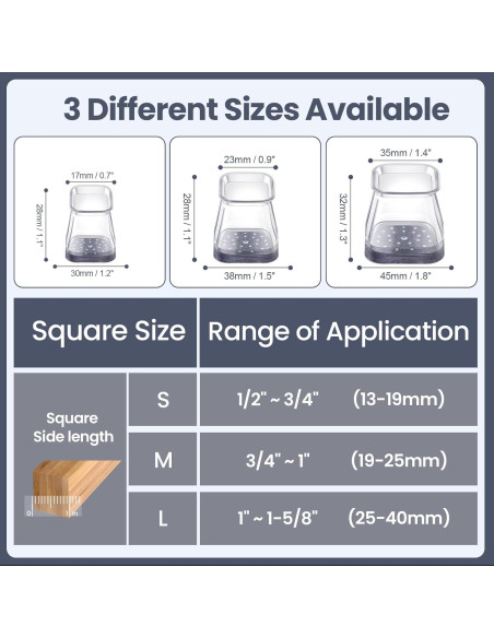 16 Protectores de Suelo para Patas de Sillas GEMOWN - Silicona y Fieltro