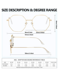 Gafas de Lectura Retro Metalicas QxAiVMin 1.5D Bloqueo Luz Azul 2