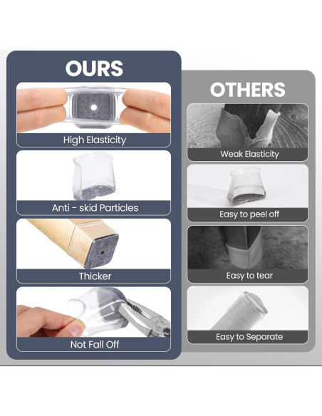 16 Protectores de Suelo para Patas de Sillas GEMOWN - Silicona y Fieltro