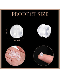 Respaldos de Aretes Hicarer 100 Piezas Silicona Transparente 2