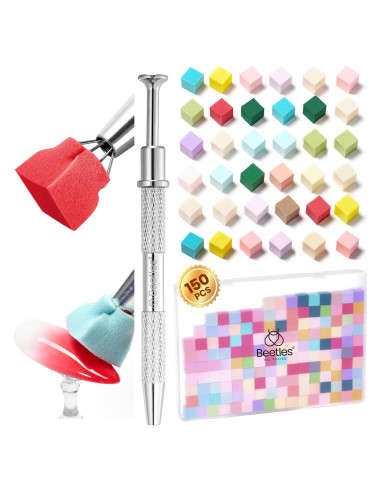 Esponjas de Uñas Coloridas 150 Pcs + Bolígrafo Agarre