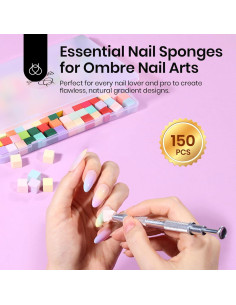 Esponjas de Uñas Coloridas 150 Pcs + Bolígrafo Agarre 2