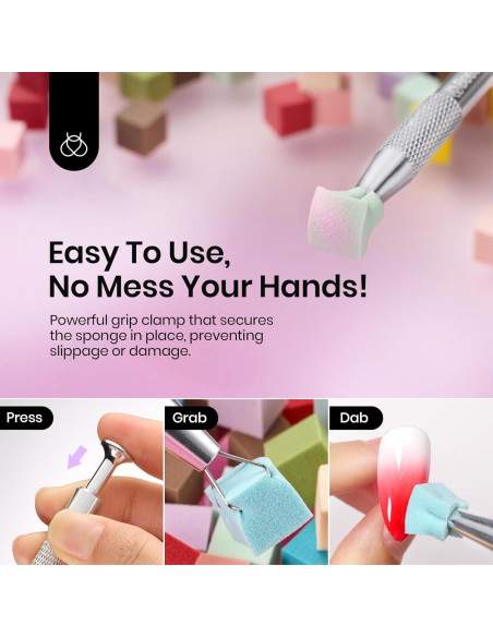 Esponjas de Uñas Coloridas 150 Pcs + Bolígrafo Agarre