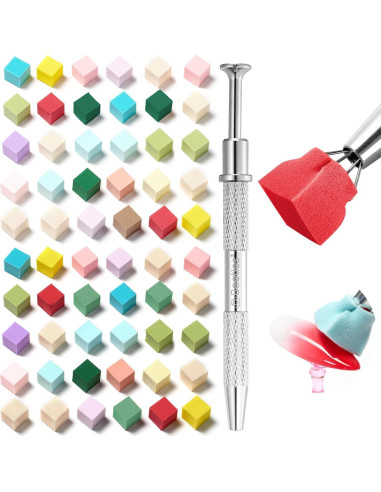 Esponjas de Uñas Coloridas 150 Pcs + Bolígrafo Agarre