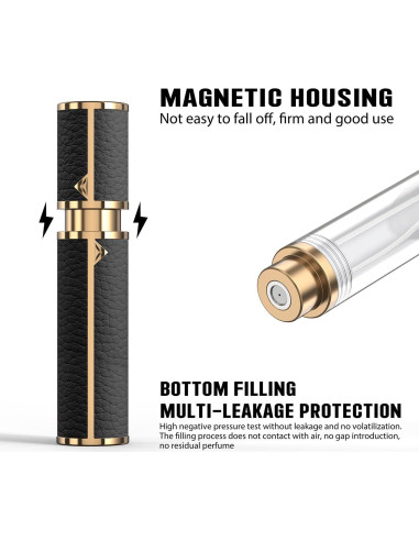 Atomizador de Perfume Recargable 8ml 3zorqinron Negro Cuero