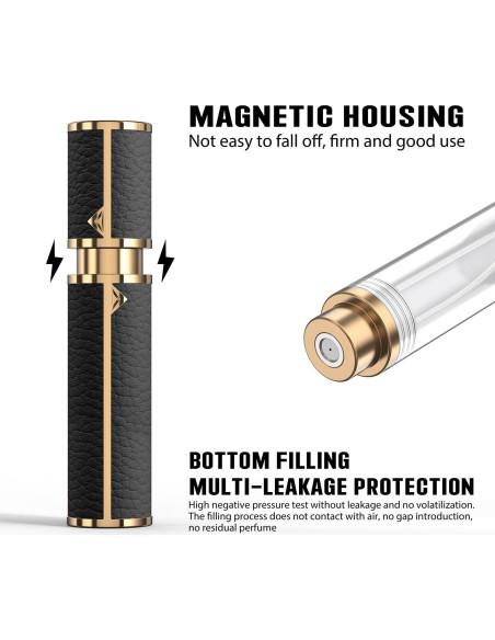 Atomizador de Perfume Recargable 8ml 3zorqinron Negro Cuero