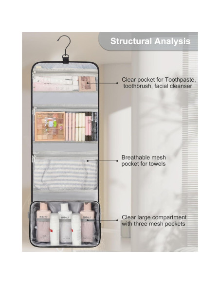 Bolsa de Aseo Colgante Relavel Grande Impermeable Negro