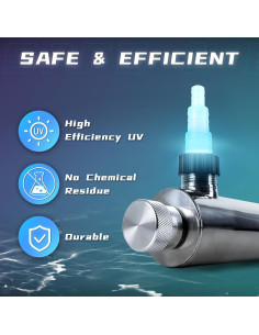 55W Luz UV Coospider para Piscina y Acuario Acero Inoxidable 2