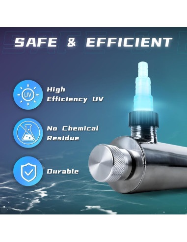 55W Luz UV Coospider para Piscina y Acuario Acero Inoxidable