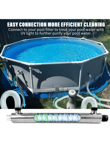 55W Luz UV Coospider para Piscina y Acuario Acero Inoxidable