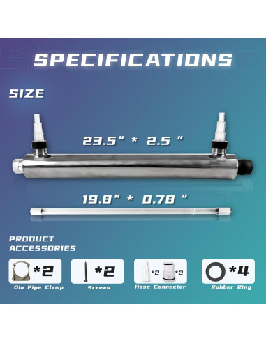 55W Luz UV Coospider para Piscina y Acuario Acero Inoxidable