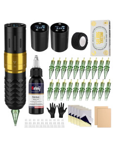 Kit de Tatuaje Inalámbrico Solong E75 con 2 Baterías 6500Rpm