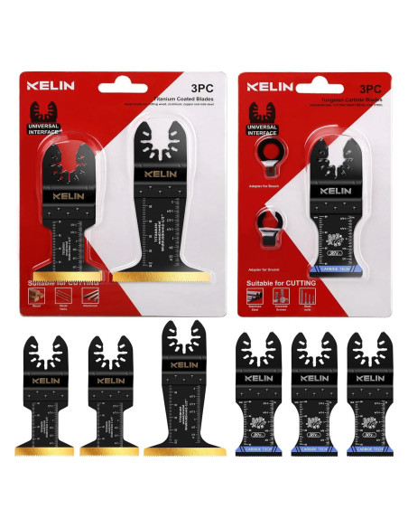 KELIN Set de 6 Cuchillas Multiherramienta Carburo y Titanio