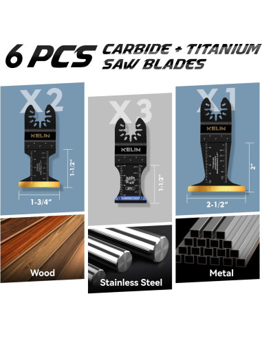 KELIN Set de 6 Cuchillas Multiherramienta Carburo y Titanio