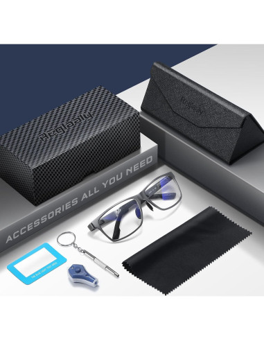 Gafas de luz azul metálicas unisex A01 gris 99% bloqueo