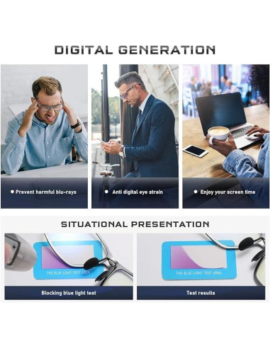 Gafas de luz azul metálicas unisex A01 gris 99% bloqueo