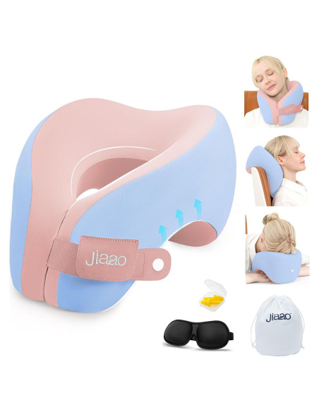 Almohada de Cuello Jiaao Espuma Viscoelástica Azul Rosa