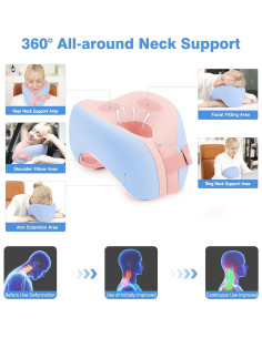 Almohada de Cuello Jiaao Espuma Viscoelástica Azul Rosa 2