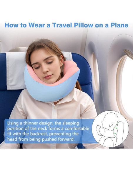 Almohada de Cuello Jiaao Espuma Viscoelástica Azul Rosa