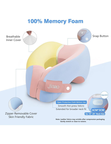 Almohada de Cuello Jiaao Espuma Viscoelástica Azul Rosa