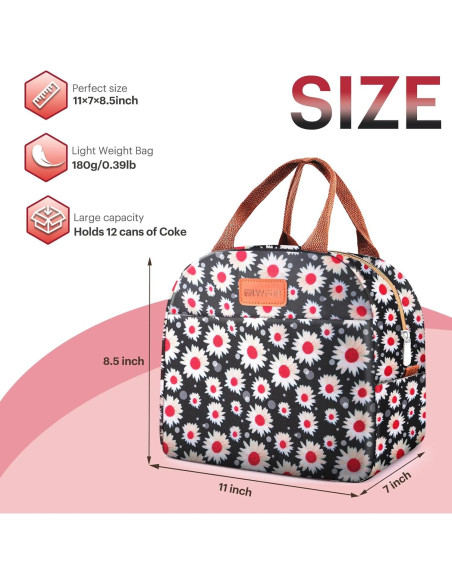 Bolsa de Almuerzo Aislada EASYFUN 10.98L Flor Roja