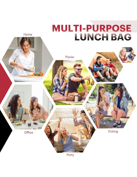 Bolsa de Almuerzo Aislada EASYFUN 10.98L Flor Roja